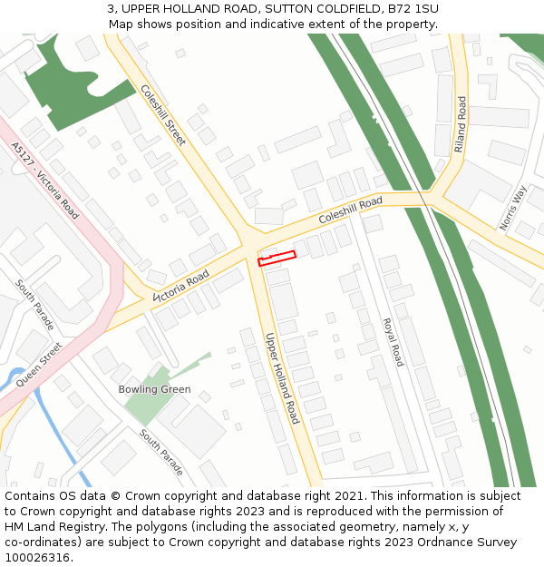 3, UPPER HOLLAND ROAD, SUTTON COLDFIELD, B72 1SU: Location map and indicative extent of plot