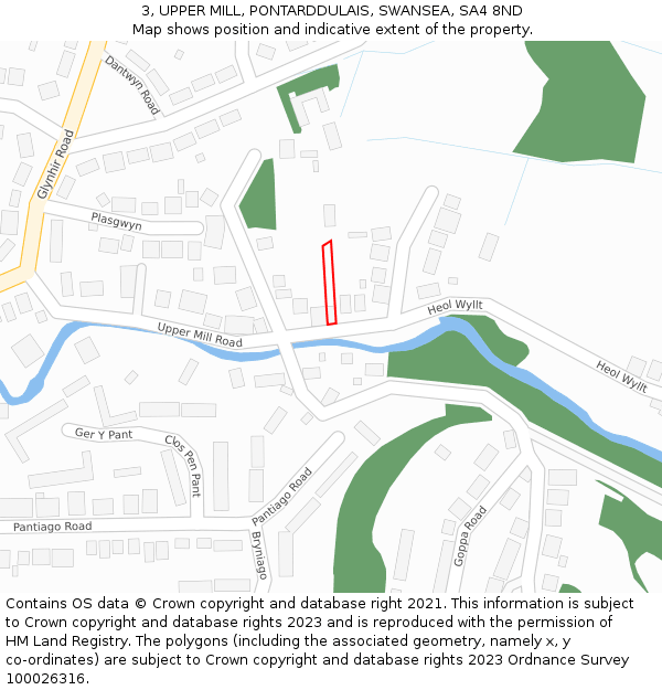 3, UPPER MILL, PONTARDDULAIS, SWANSEA, SA4 8ND: Location map and indicative extent of plot