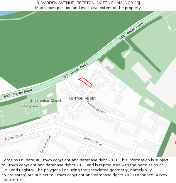 3, VARDEN AVENUE, BEESTON, NOTTINGHAM, NG9 2SJ: Location map and indicative extent of plot