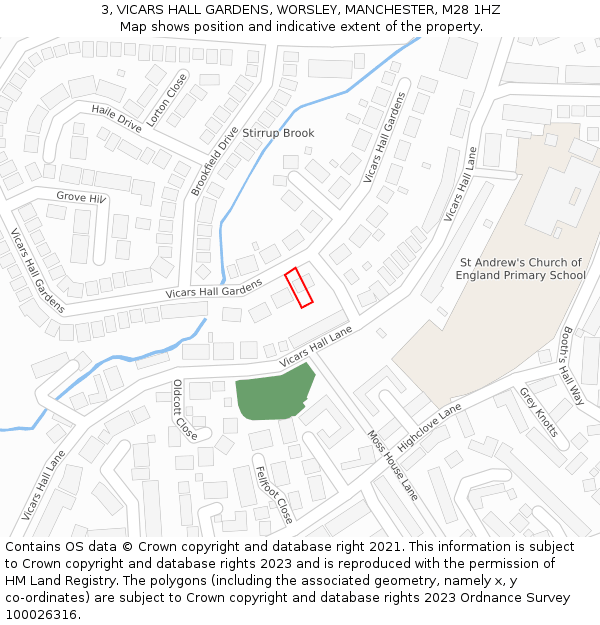 3, VICARS HALL GARDENS, WORSLEY, MANCHESTER, M28 1HZ: Location map and indicative extent of plot