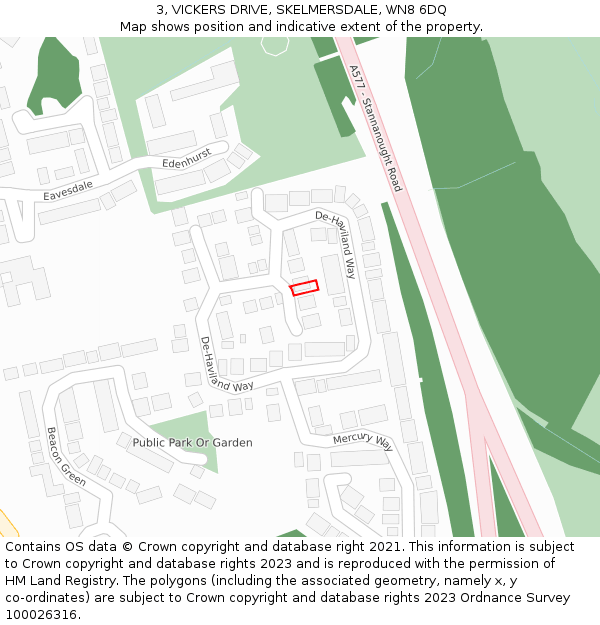 3, VICKERS DRIVE, SKELMERSDALE, WN8 6DQ: Location map and indicative extent of plot