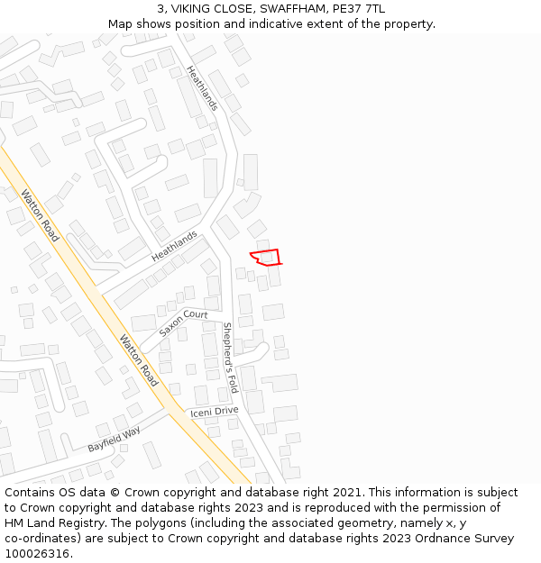 3, VIKING CLOSE, SWAFFHAM, PE37 7TL: Location map and indicative extent of plot