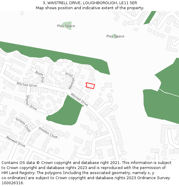 3, WAISTRELL DRIVE, LOUGHBOROUGH, LE11 5ER: Location map and indicative extent of plot