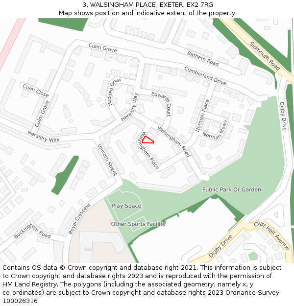 3, WALSINGHAM PLACE, EXETER, EX2 7RG: Location map and indicative extent of plot