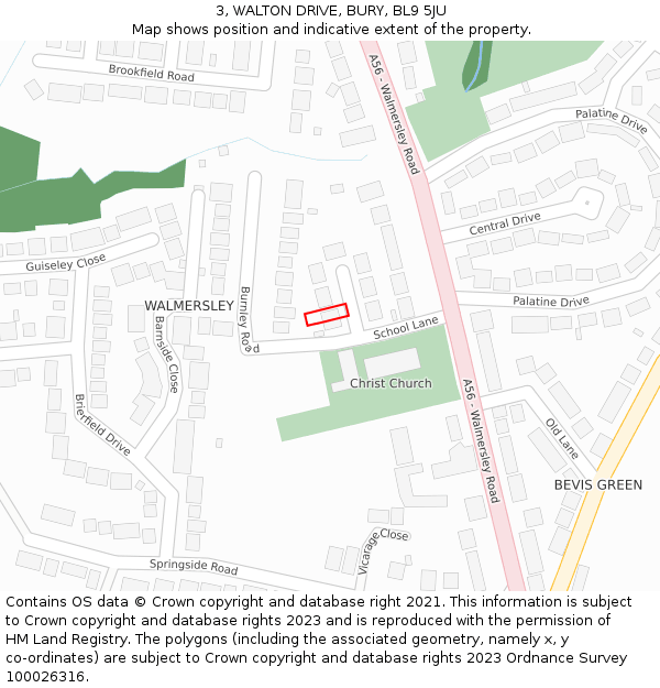 3, WALTON DRIVE, BURY, BL9 5JU: Location map and indicative extent of plot