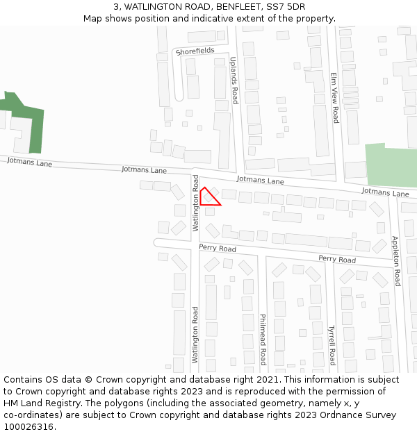 3, WATLINGTON ROAD, BENFLEET, SS7 5DR: Location map and indicative extent of plot