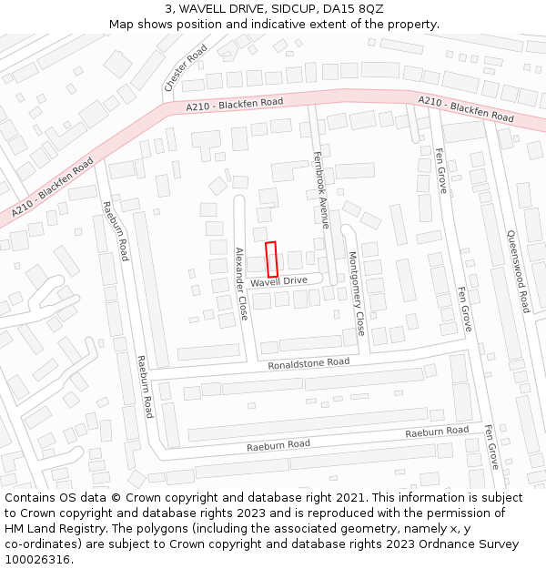 3, WAVELL DRIVE, SIDCUP, DA15 8QZ: Location map and indicative extent of plot
