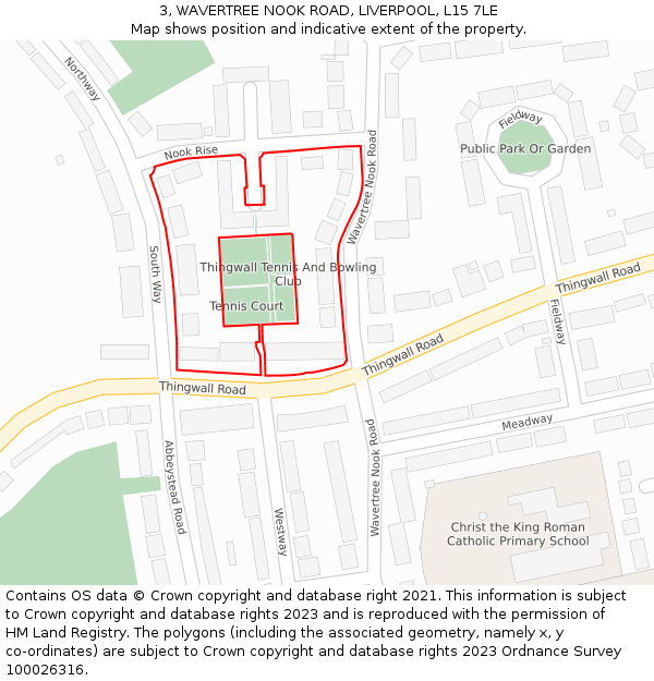 3, WAVERTREE NOOK ROAD, LIVERPOOL, L15 7LE: Location map and indicative extent of plot