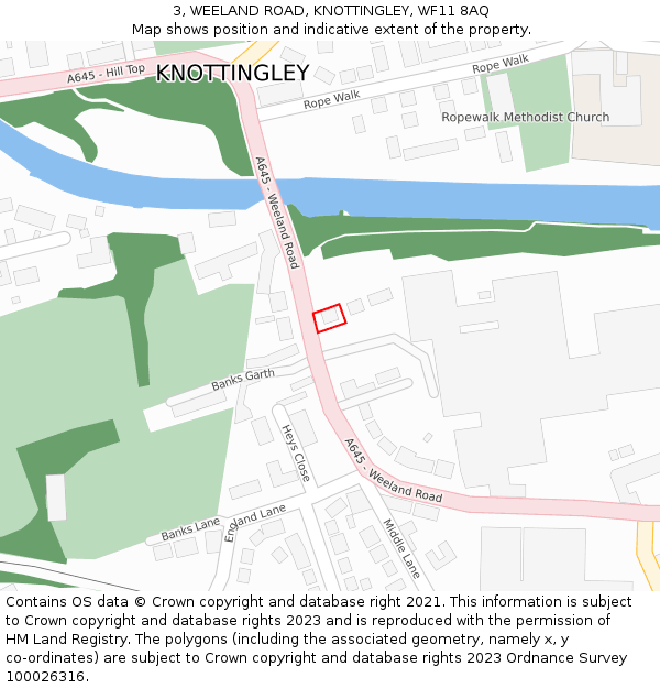 3, WEELAND ROAD, KNOTTINGLEY, WF11 8AQ: Location map and indicative extent of plot