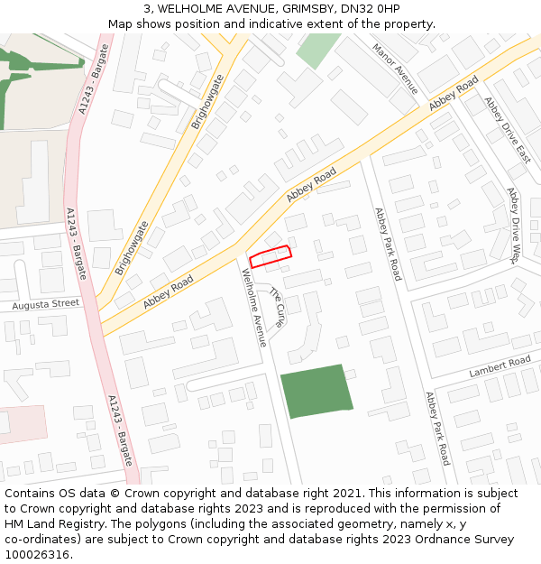 3, WELHOLME AVENUE, GRIMSBY, DN32 0HP: Location map and indicative extent of plot