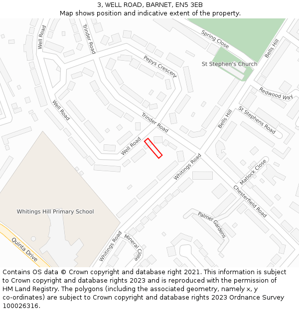 3, WELL ROAD, BARNET, EN5 3EB: Location map and indicative extent of plot