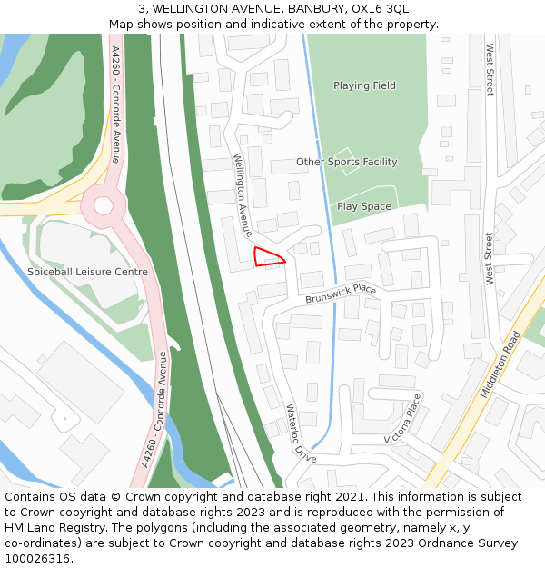 3, WELLINGTON AVENUE, BANBURY, OX16 3QL: Location map and indicative extent of plot