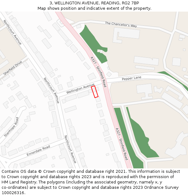 3, WELLINGTON AVENUE, READING, RG2 7BP: Location map and indicative extent of plot