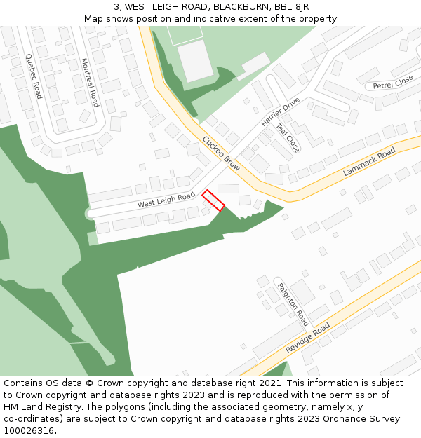 3, WEST LEIGH ROAD, BLACKBURN, BB1 8JR: Location map and indicative extent of plot