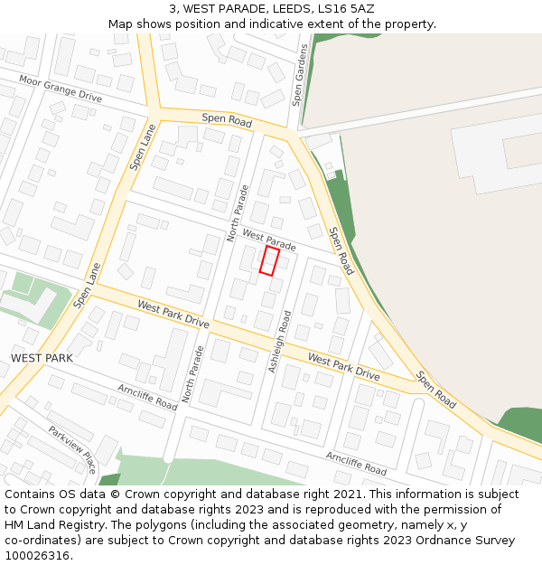 3, WEST PARADE, LEEDS, LS16 5AZ: Location map and indicative extent of plot