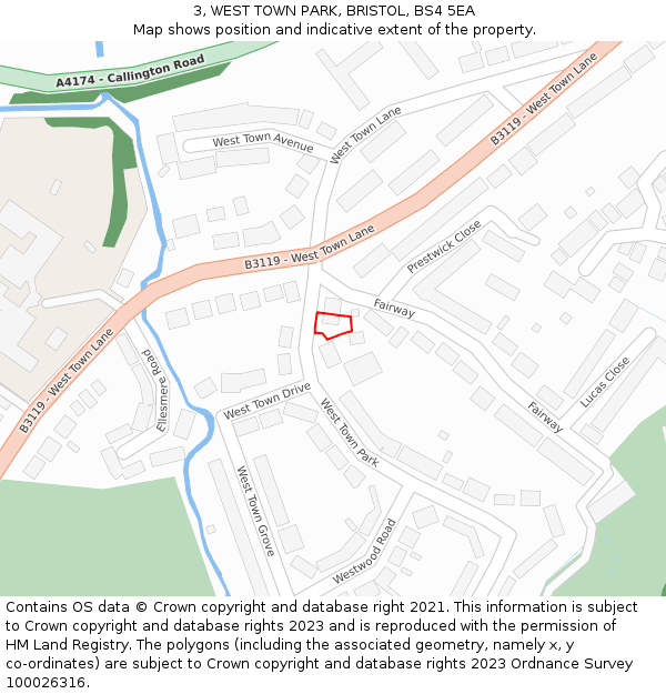 3, WEST TOWN PARK, BRISTOL, BS4 5EA: Location map and indicative extent of plot