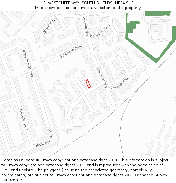 3, WESTCLIFFE WAY, SOUTH SHIELDS, NE34 9HF: Location map and indicative extent of plot