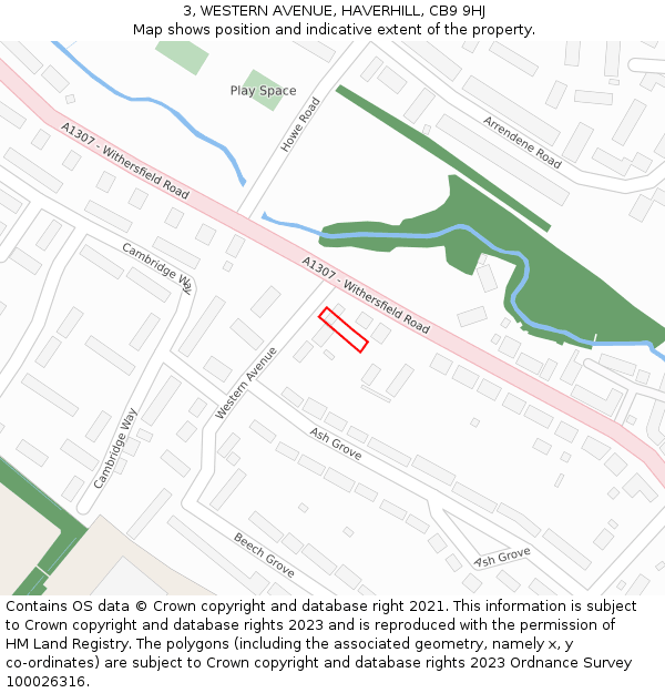 3, WESTERN AVENUE, HAVERHILL, CB9 9HJ: Location map and indicative extent of plot