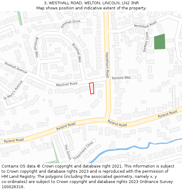 3, WESTHALL ROAD, WELTON, LINCOLN, LN2 3NR: Location map and indicative extent of plot