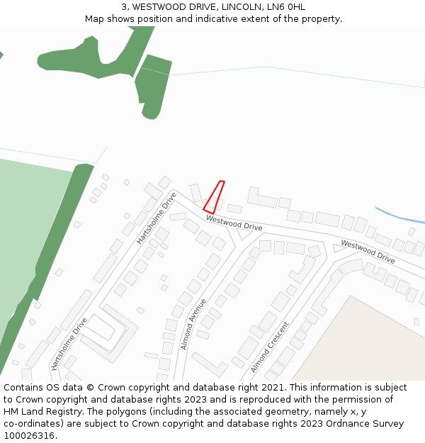 3, WESTWOOD DRIVE, LINCOLN, LN6 0HL: Location map and indicative extent of plot