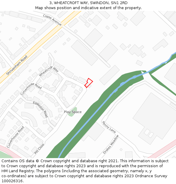 3, WHEATCROFT WAY, SWINDON, SN1 2RD: Location map and indicative extent of plot