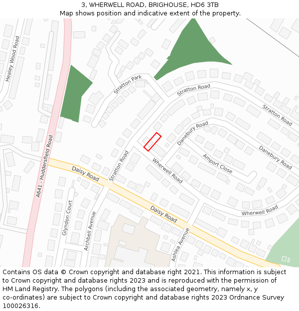 3, WHERWELL ROAD, BRIGHOUSE, HD6 3TB: Location map and indicative extent of plot