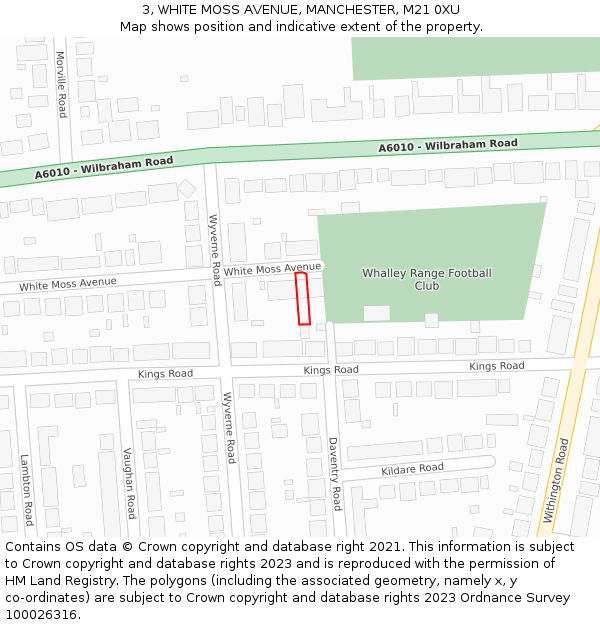 3, WHITE MOSS AVENUE, MANCHESTER, M21 0XU: Location map and indicative extent of plot