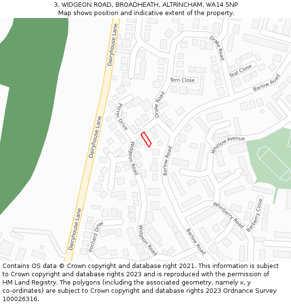 3, WIDGEON ROAD, BROADHEATH, ALTRINCHAM, WA14 5NP: Location map and indicative extent of plot