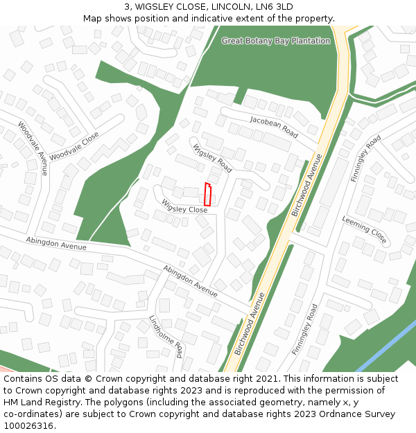 3, WIGSLEY CLOSE, LINCOLN, LN6 3LD: Location map and indicative extent of plot