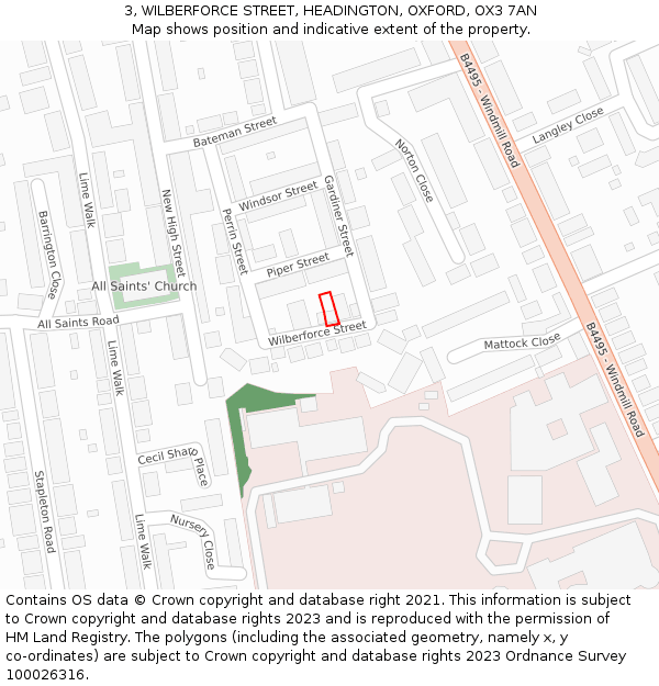 3, WILBERFORCE STREET, HEADINGTON, OXFORD, OX3 7AN: Location map and indicative extent of plot