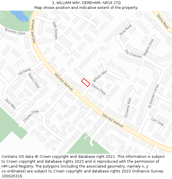 3, WILLIAM WAY, DEREHAM, NR19 1TQ: Location map and indicative extent of plot