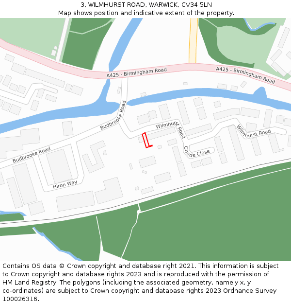 3, WILMHURST ROAD, WARWICK, CV34 5LN: Location map and indicative extent of plot