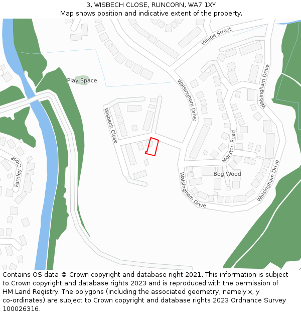 3, WISBECH CLOSE, RUNCORN, WA7 1XY: Location map and indicative extent of plot