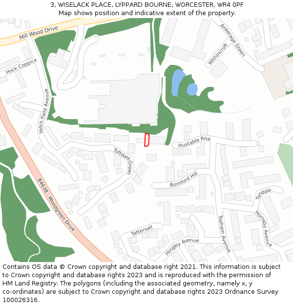 3, WISELACK PLACE, LYPPARD BOURNE, WORCESTER, WR4 0PF: Location map and indicative extent of plot