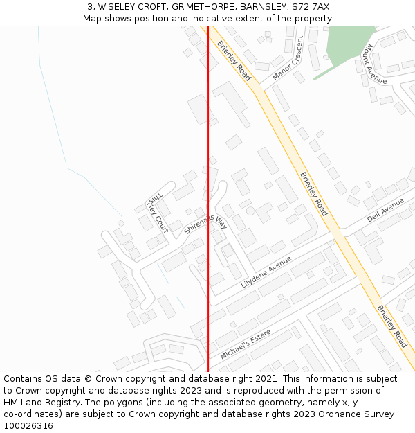 3, WISELEY CROFT, GRIMETHORPE, BARNSLEY, S72 7AX: Location map and indicative extent of plot