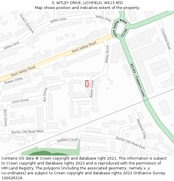 3, WITLEY DRIVE, LICHFIELD, WS13 6FD: Location map and indicative extent of plot
