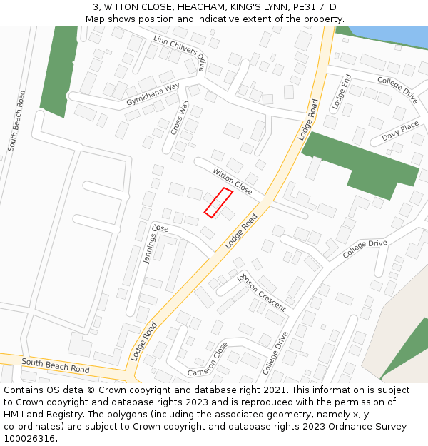 3, WITTON CLOSE, HEACHAM, KING'S LYNN, PE31 7TD: Location map and indicative extent of plot