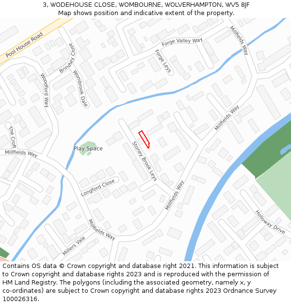 3, WODEHOUSE CLOSE, WOMBOURNE, WOLVERHAMPTON, WV5 8JF: Location map and indicative extent of plot
