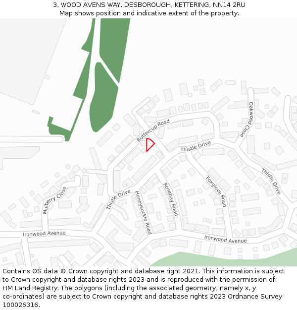 3, WOOD AVENS WAY, DESBOROUGH, KETTERING, NN14 2RU: Location map and indicative extent of plot