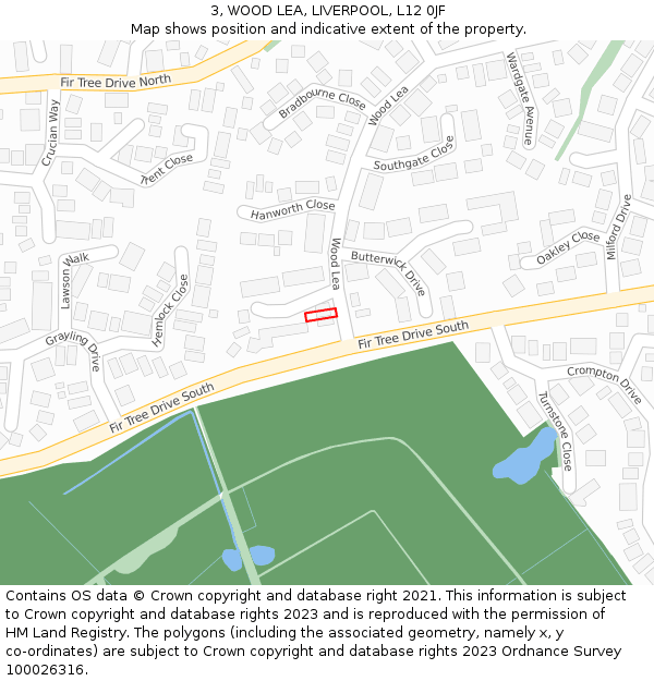 3, WOOD LEA, LIVERPOOL, L12 0JF: Location map and indicative extent of plot