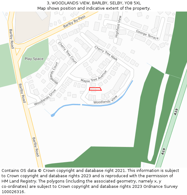 3, WOODLANDS VIEW, BARLBY, SELBY, YO8 5XL: Location map and indicative extent of plot