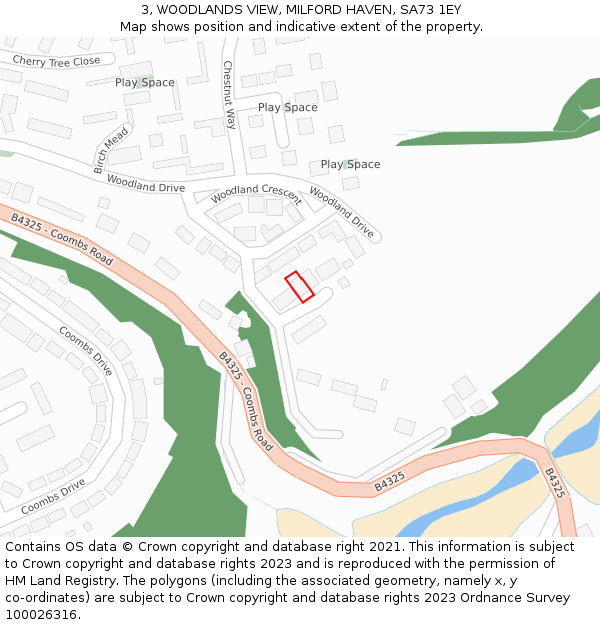 3, WOODLANDS VIEW, MILFORD HAVEN, SA73 1EY: Location map and indicative extent of plot