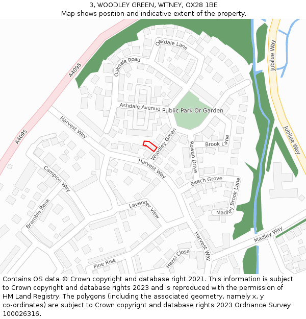 3, WOODLEY GREEN, WITNEY, OX28 1BE: Location map and indicative extent of plot