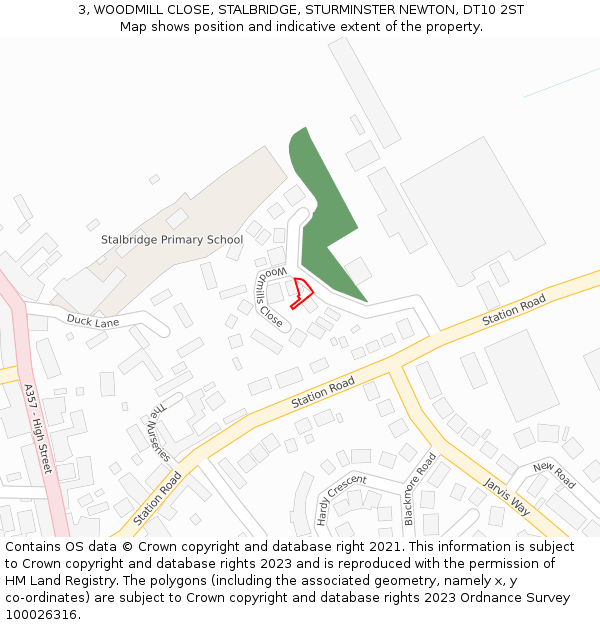 3, WOODMILL CLOSE, STALBRIDGE, STURMINSTER NEWTON, DT10 2ST: Location map and indicative extent of plot