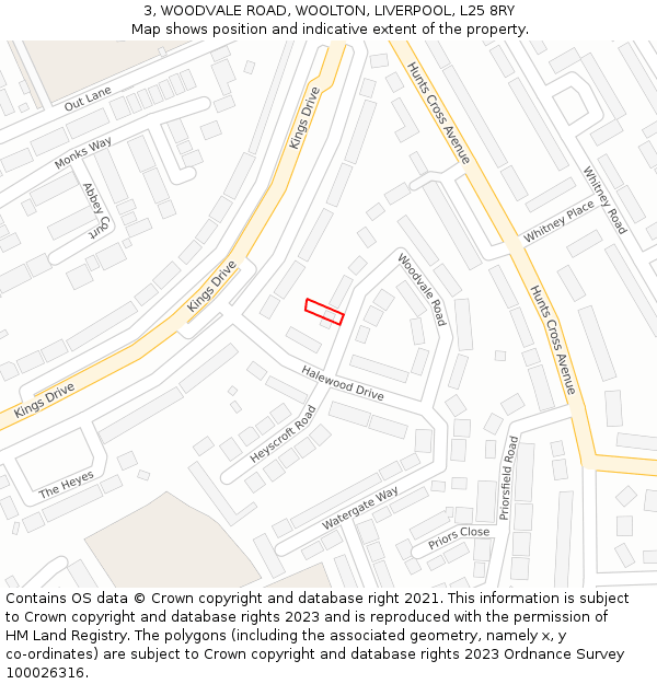 3, WOODVALE ROAD, WOOLTON, LIVERPOOL, L25 8RY: Location map and indicative extent of plot