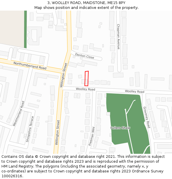 3, WOOLLEY ROAD, MAIDSTONE, ME15 8PY: Location map and indicative extent of plot