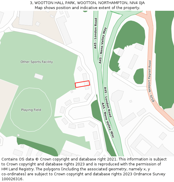 3, WOOTTON HALL PARK, WOOTTON, NORTHAMPTON, NN4 0JA: Location map and indicative extent of plot