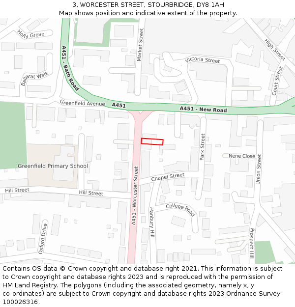 3, WORCESTER STREET, STOURBRIDGE, DY8 1AH: Location map and indicative extent of plot