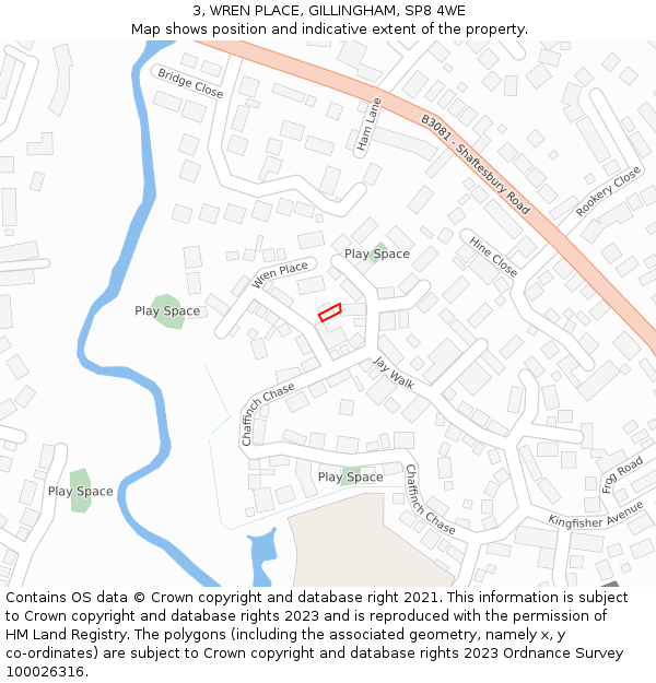 3, WREN PLACE, GILLINGHAM, SP8 4WE: Location map and indicative extent of plot