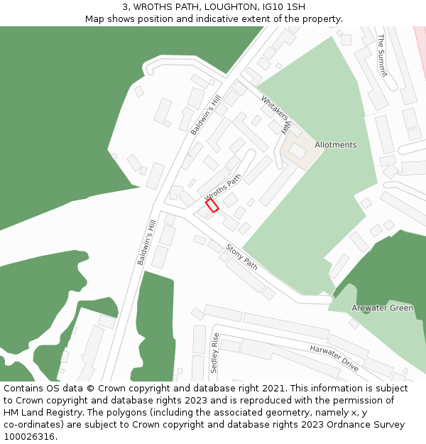 3, WROTHS PATH, LOUGHTON, IG10 1SH: Location map and indicative extent of plot